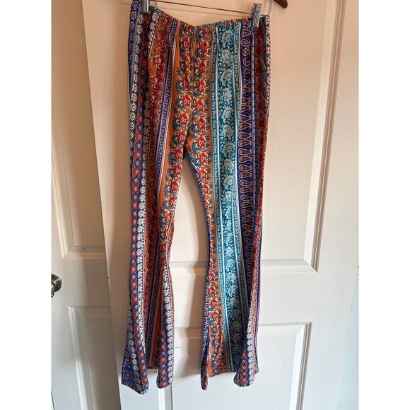 Flare Leggings Boho Bell Bottoms 70's Hippie Pants Multi Pattern Womens Medium - Picture 4 of 7